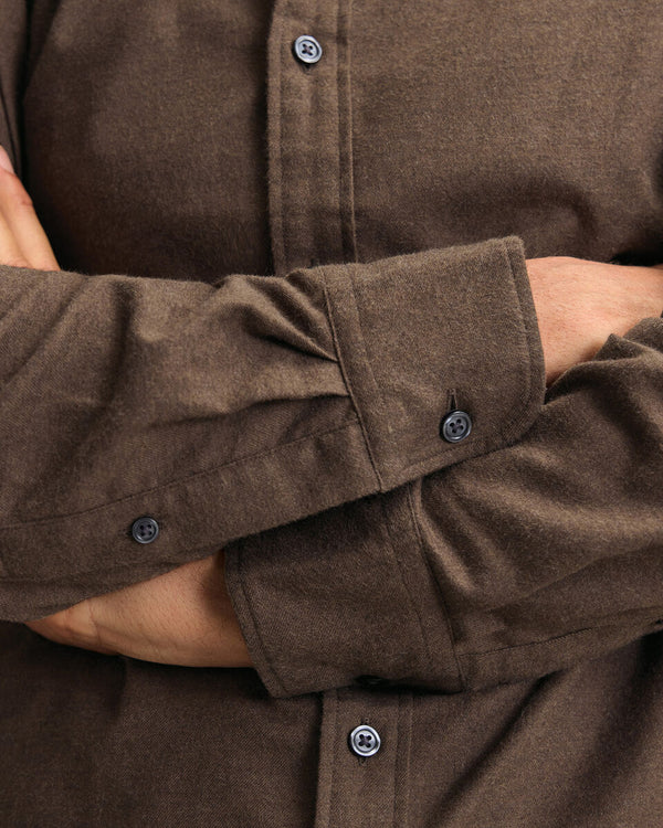 Brushed Flannel Shirt - Chocolate Brown