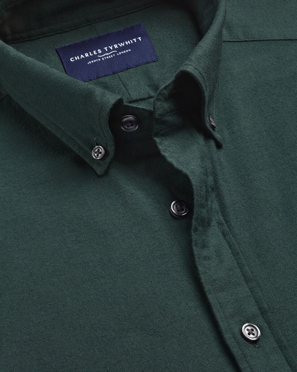 Brushed Flannel Shirt - Forest Green