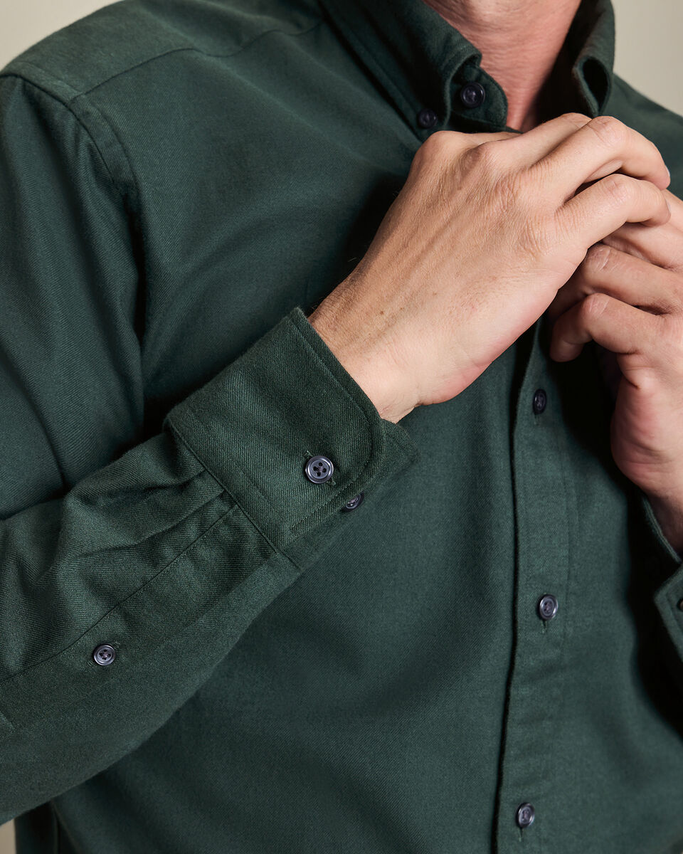 Brushed Flannel Shirt - Forest Green