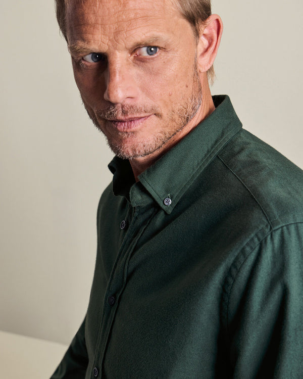 Brushed Flannel Shirt - Forest Green