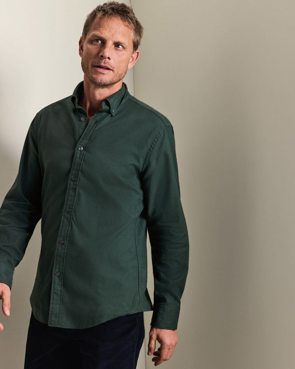 Brushed Flannel Shirt - Forest Green