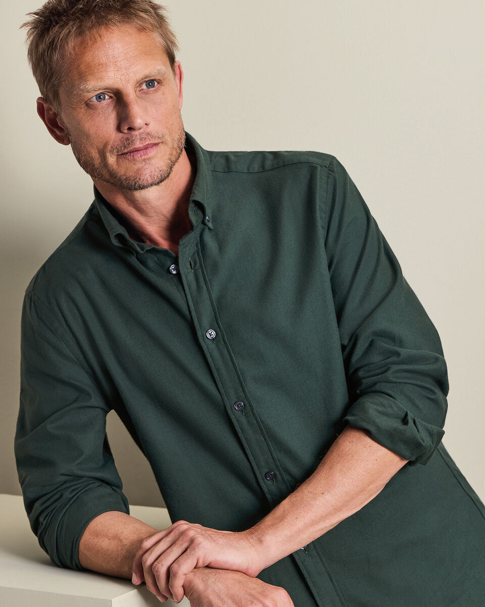 Brushed Flannel Shirt - Forest Green
