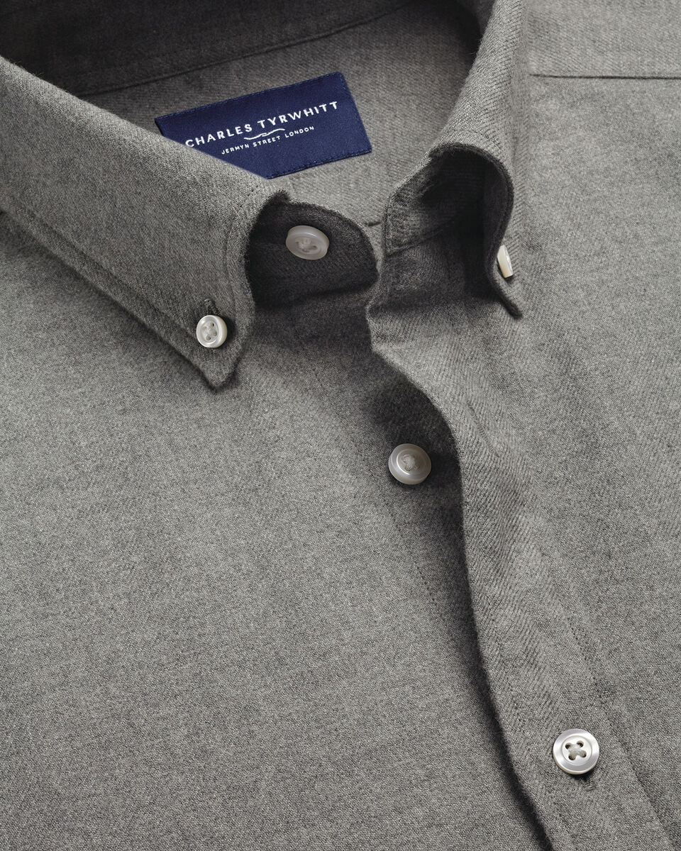 Brushed Flannel Shirt - Grey
