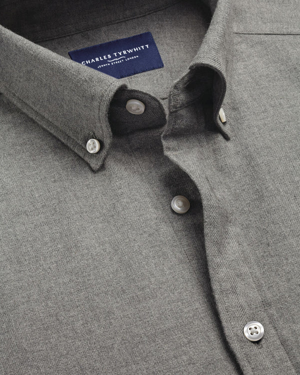 Brushed Flannel Shirt - Grey