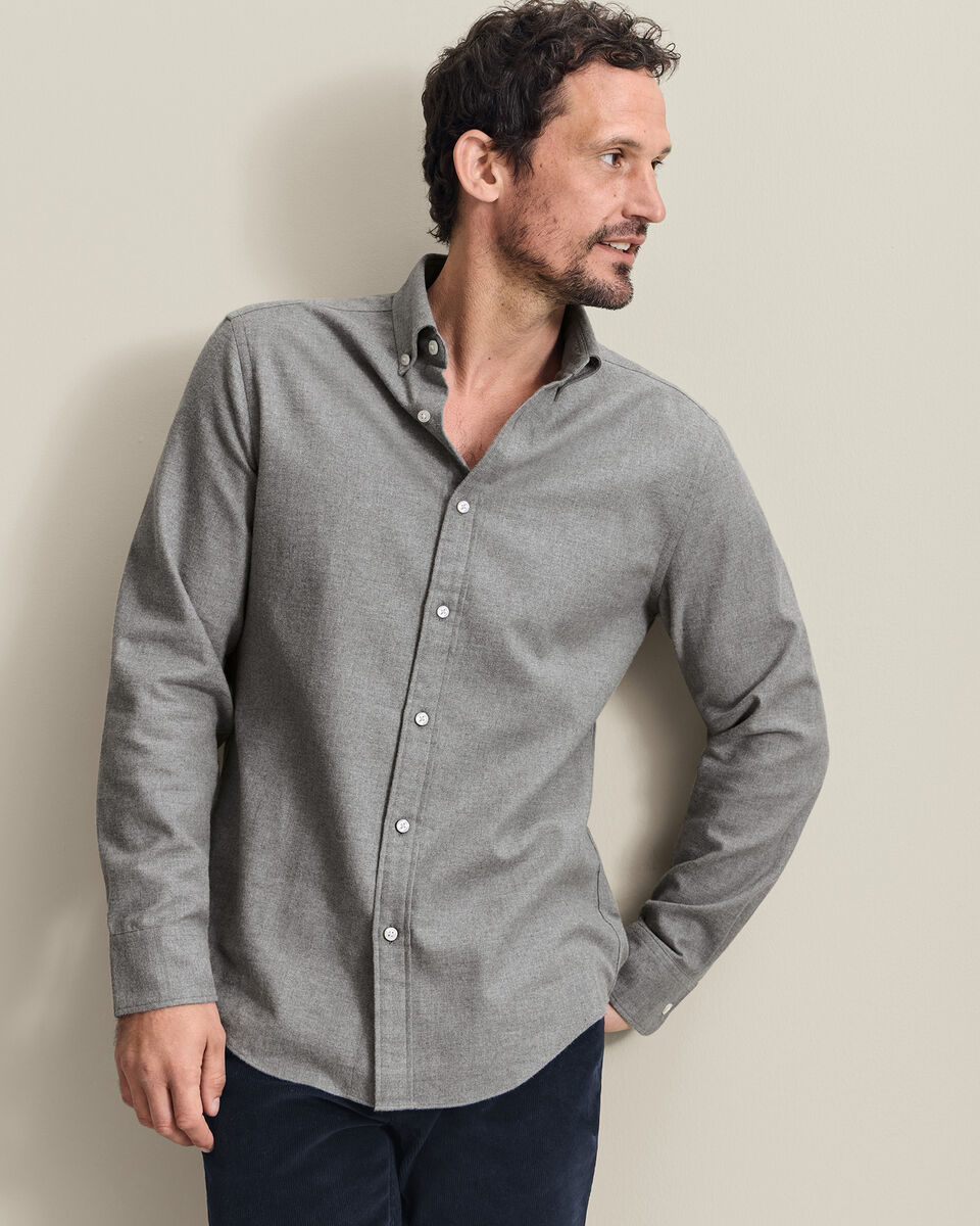 Brushed Flannel Shirt - Grey