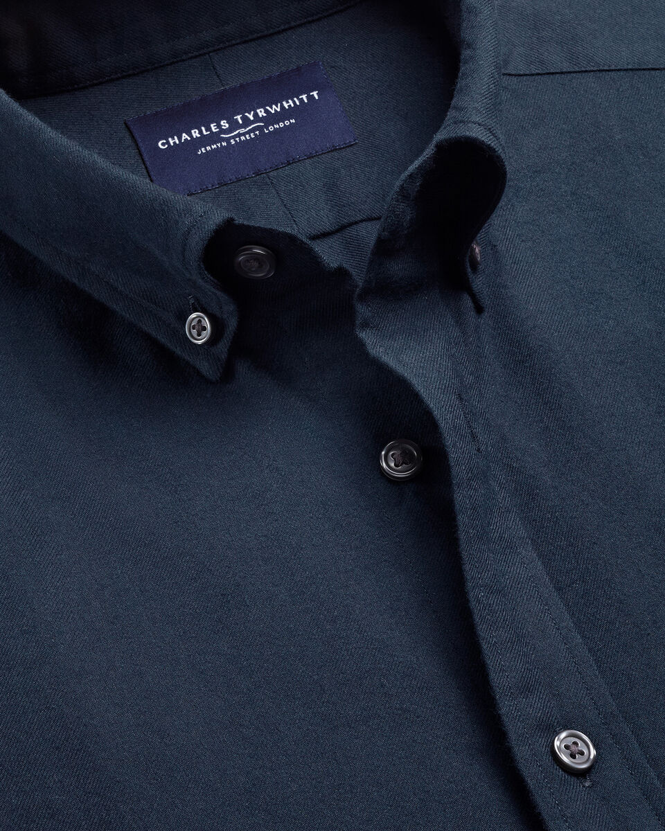 Brushed Flannel Shirt - Navy Blue Main image