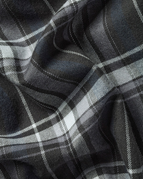 Brushed Flannel Check Shirt - Charcoal