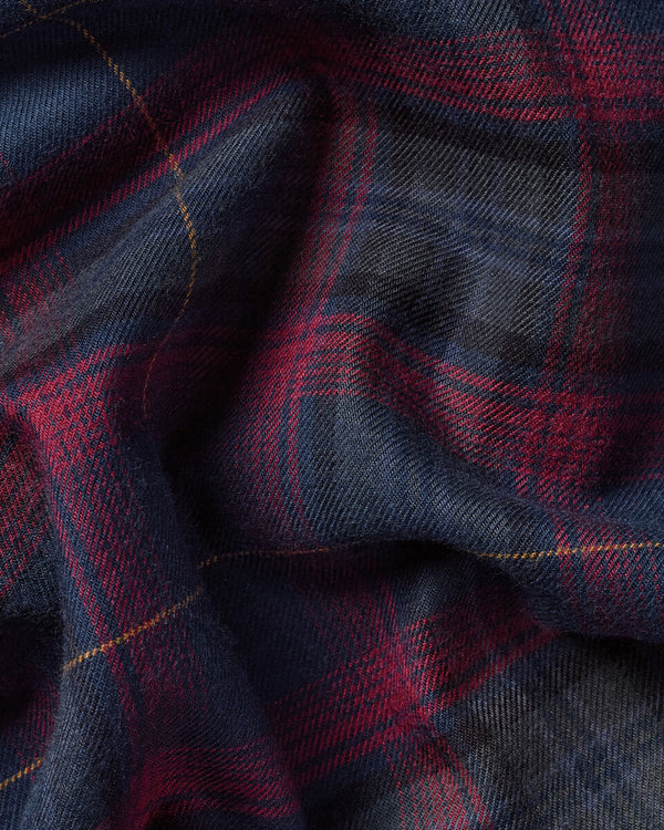 Brushed Flannel Check Shirt - Navy