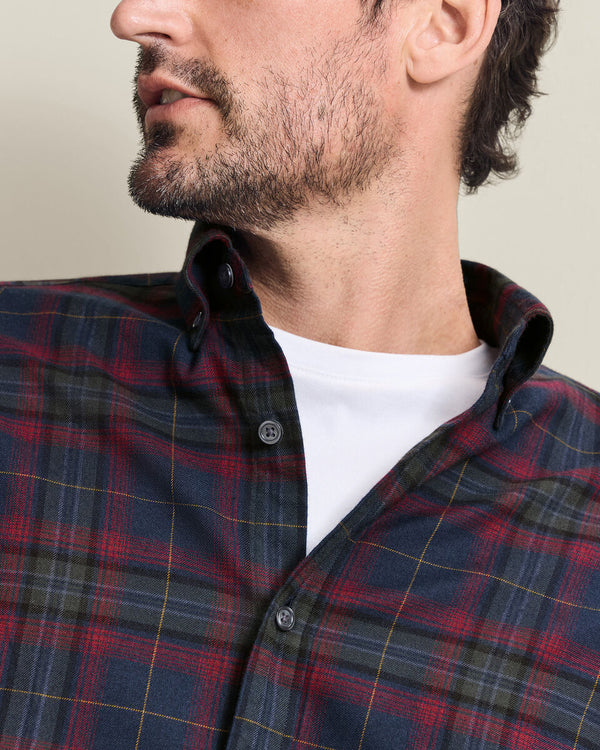 Brushed Flannel Check Shirt - Navy