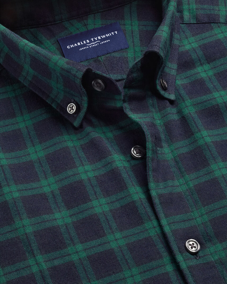 Brushed Flannel Check Shirt - Navy & Green Secondary image
