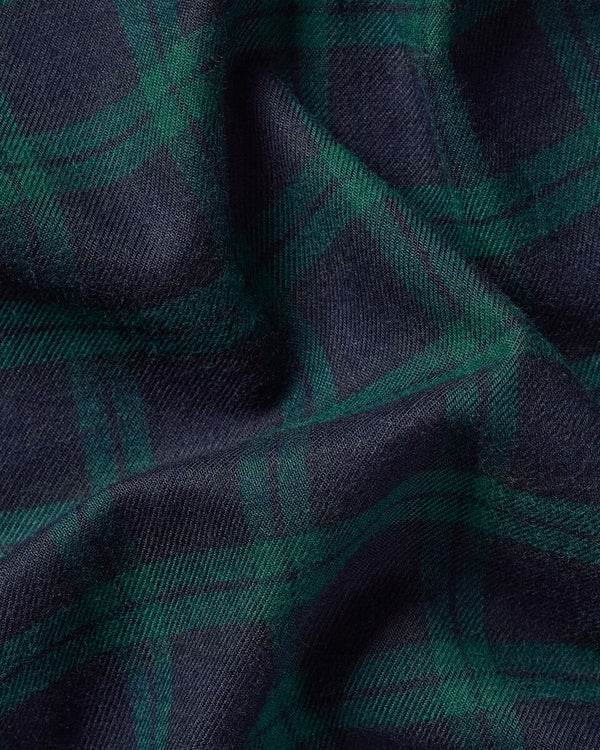 Brushed Flannel Check Shirt - Navy & Green