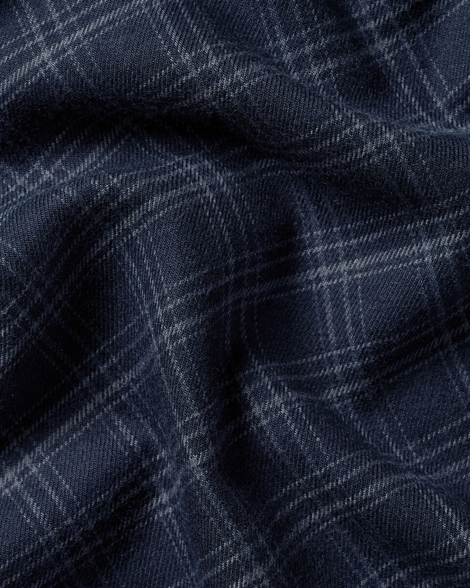 Brushed Flannel Check Shirt - Ink Blue
