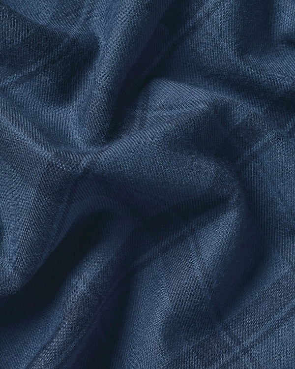 Brushed Flannel Check Shirt - Petrol Blue