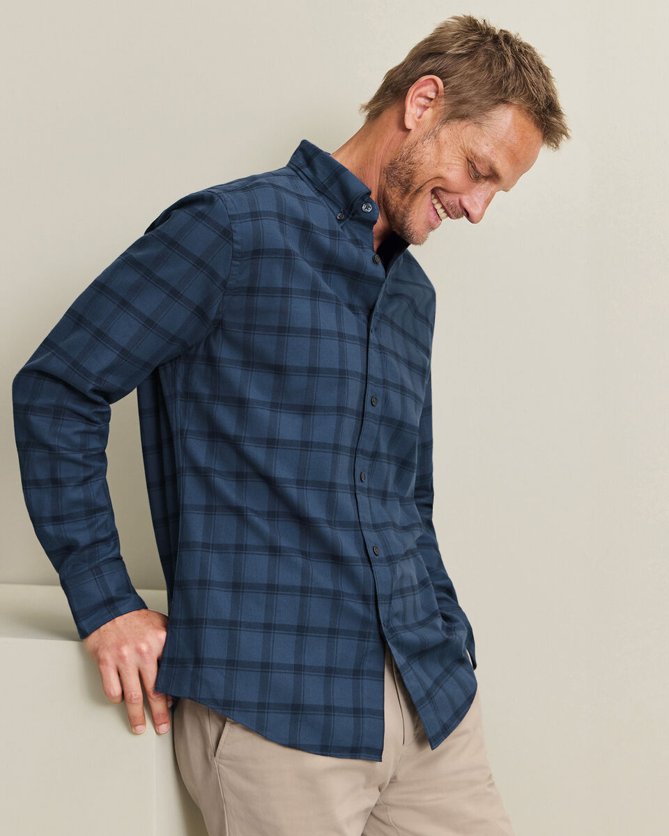 Brushed Flannel Check Shirt - Petrol Blue Main image