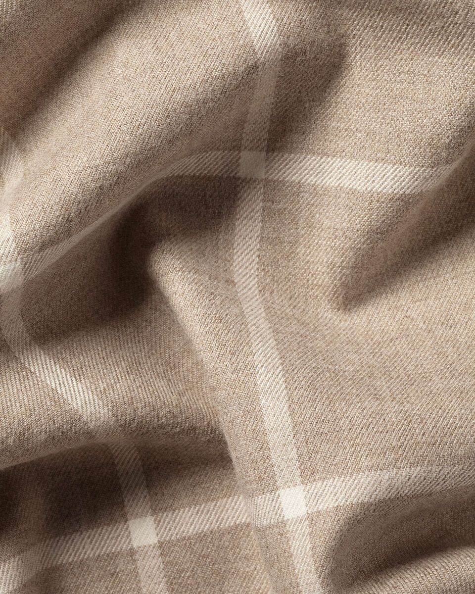 Brushed Flannel Windowpane Check Shirt - Taupe
