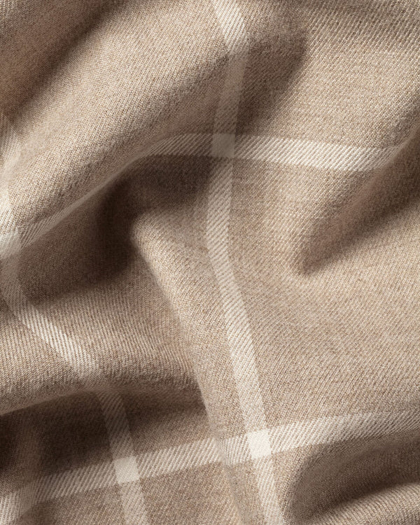 Brushed Flannel Windowpane Check Shirt - Taupe