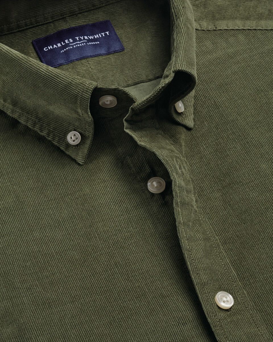 Corduroy Stretch Shirt - Olive Green Secondary image