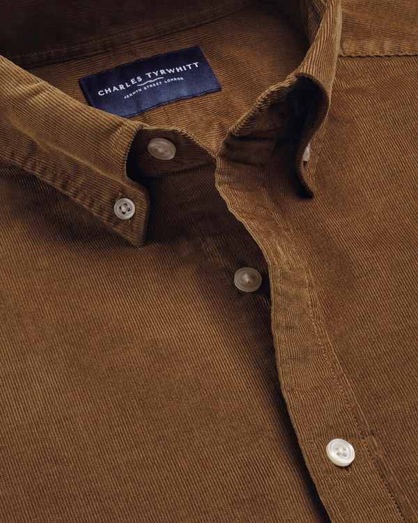 Corduroy Stretch Shirt - Tan