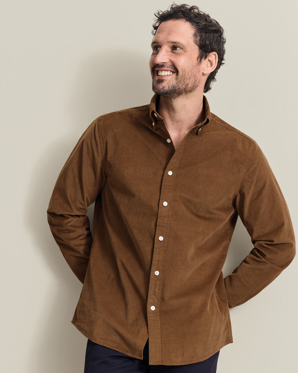 Corduroy Stretch Shirt - Tan Main image