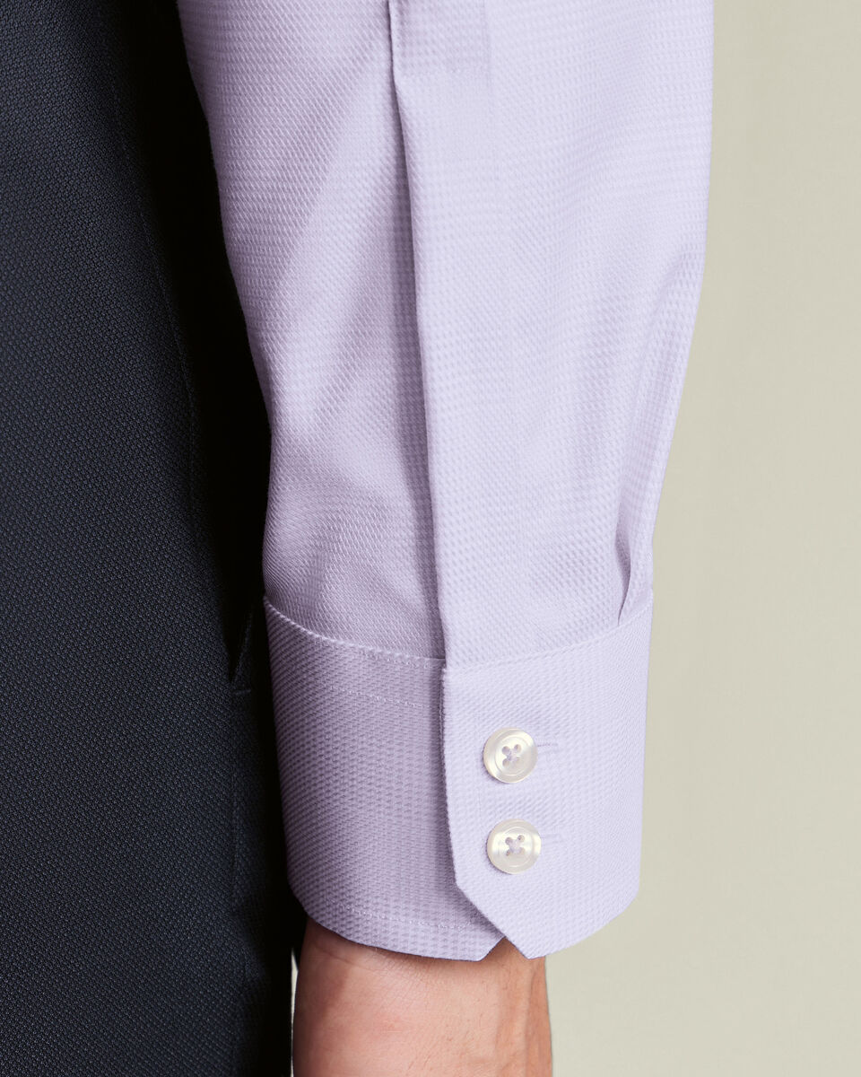 Non-Iron Stretch Burlington Weave Prince of Wales Check Shirt - Lilac