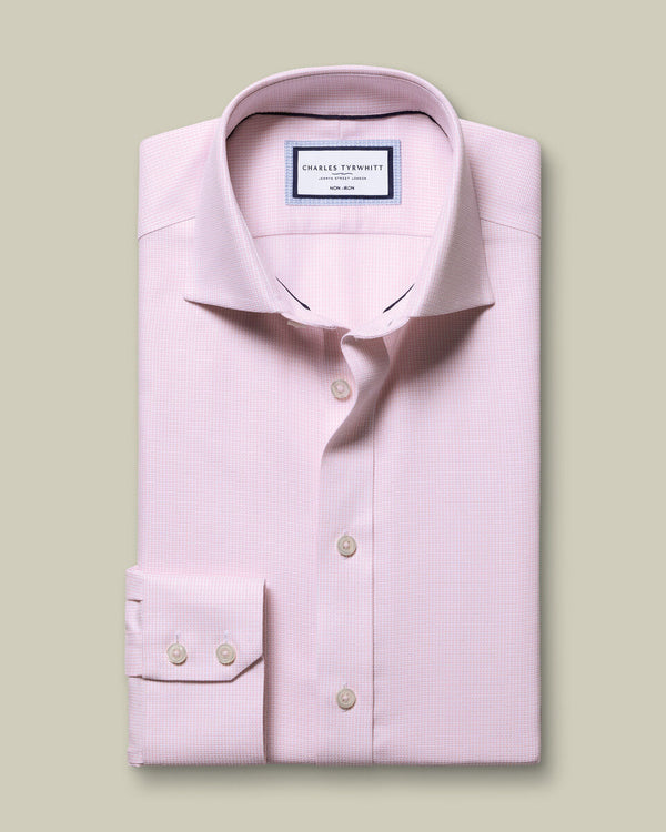 Non-Iron Stretch Burlington Weave Shirt - Pink