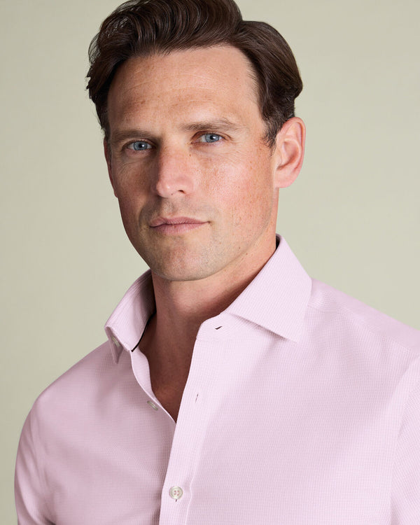 Non-Iron Stretch Burlington Weave Shirt - Pink