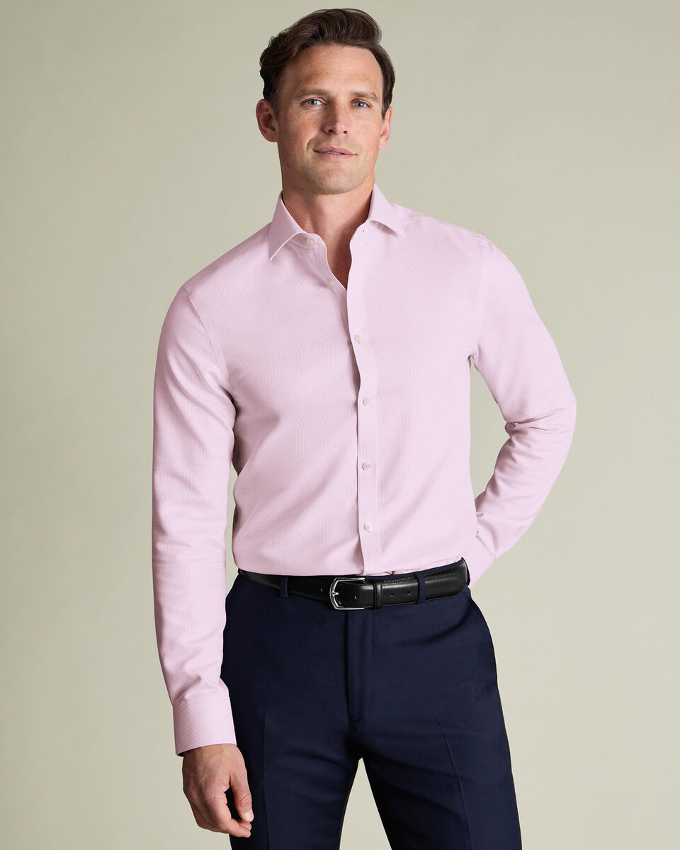 Non-Iron Stretch Burlington Weave Shirt - Pink Secondary image
