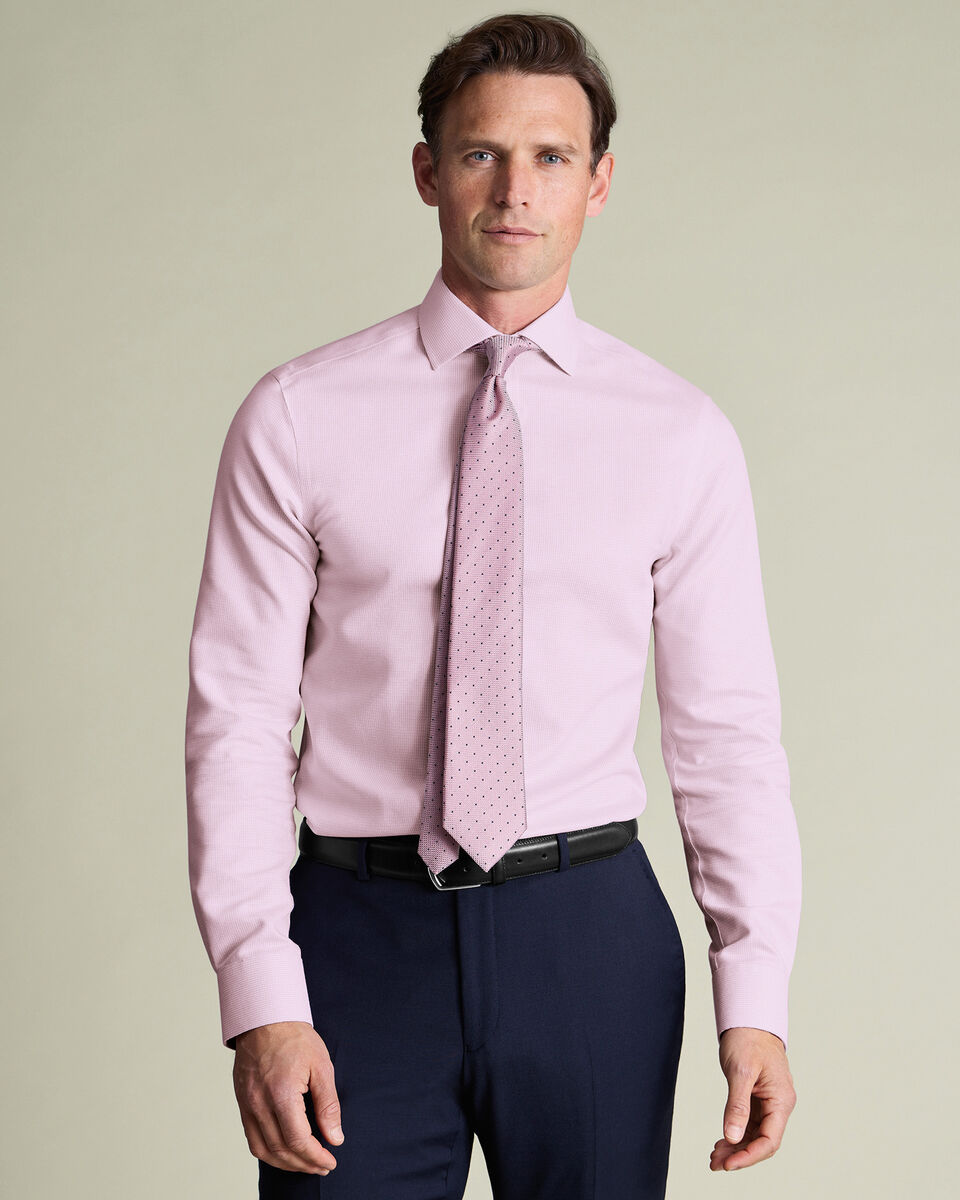 Non-Iron Stretch Burlington Weave Shirt - Pink