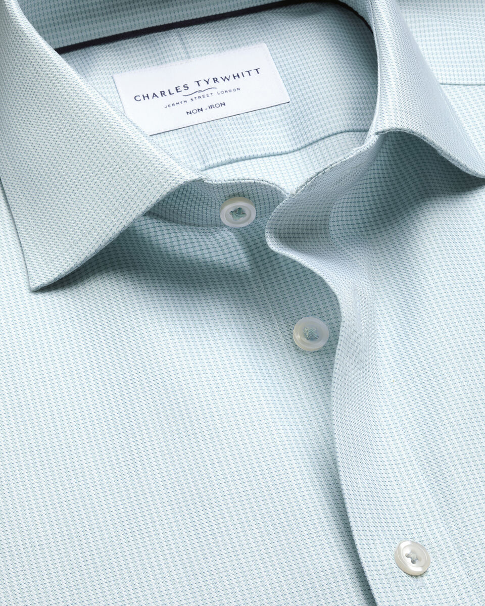 Non-Iron Stretch Greenwich Weave Shirt – Aqua Main image