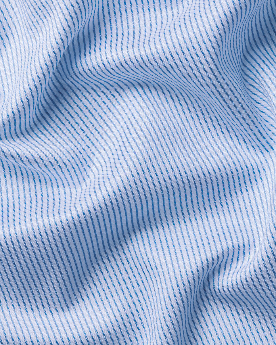Non-Iron Stretch Greenwich Weave Stripe Shirt – Cornflower Blue