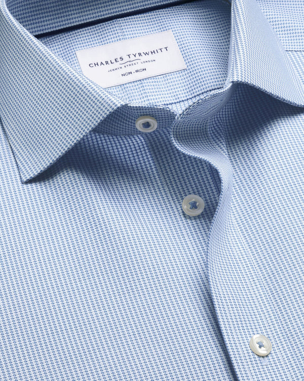 Non-Iron Stretch Greenwich Weave Shirt - Indigo Blue