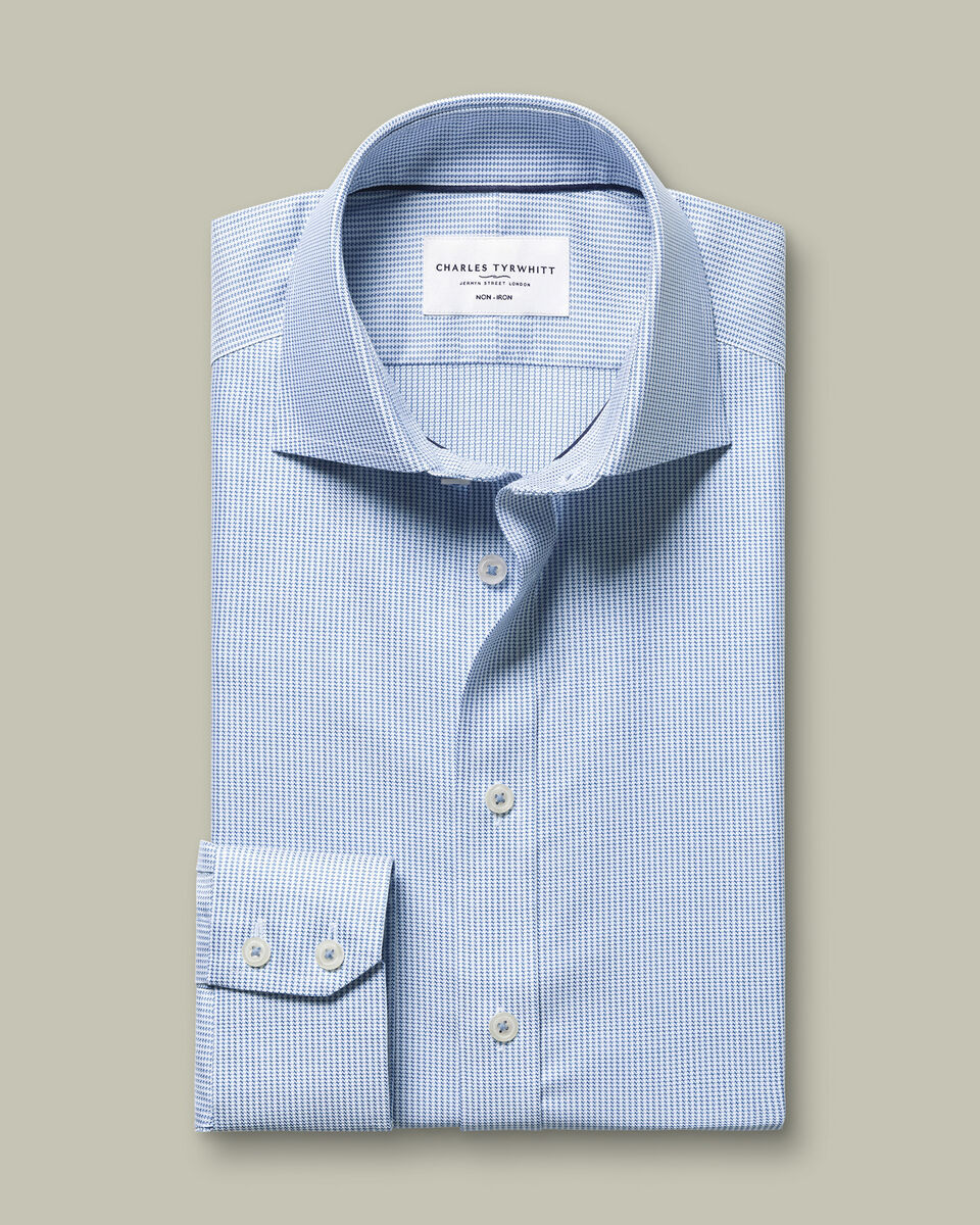 Non-Iron Stretch Greenwich Weave Shirt - Indigo Blue