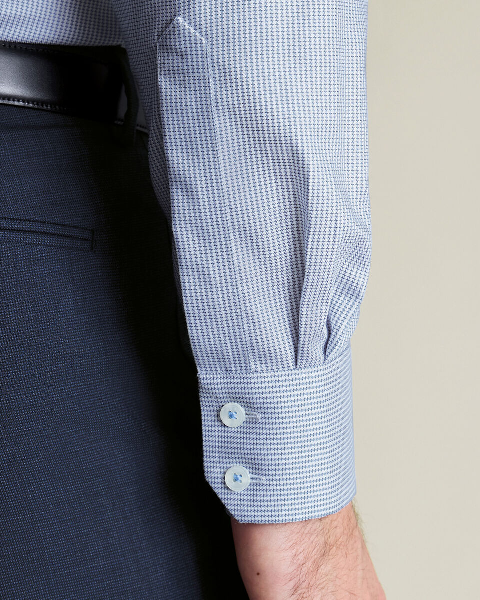 Non-Iron Stretch Greenwich Weave Shirt - Indigo Blue