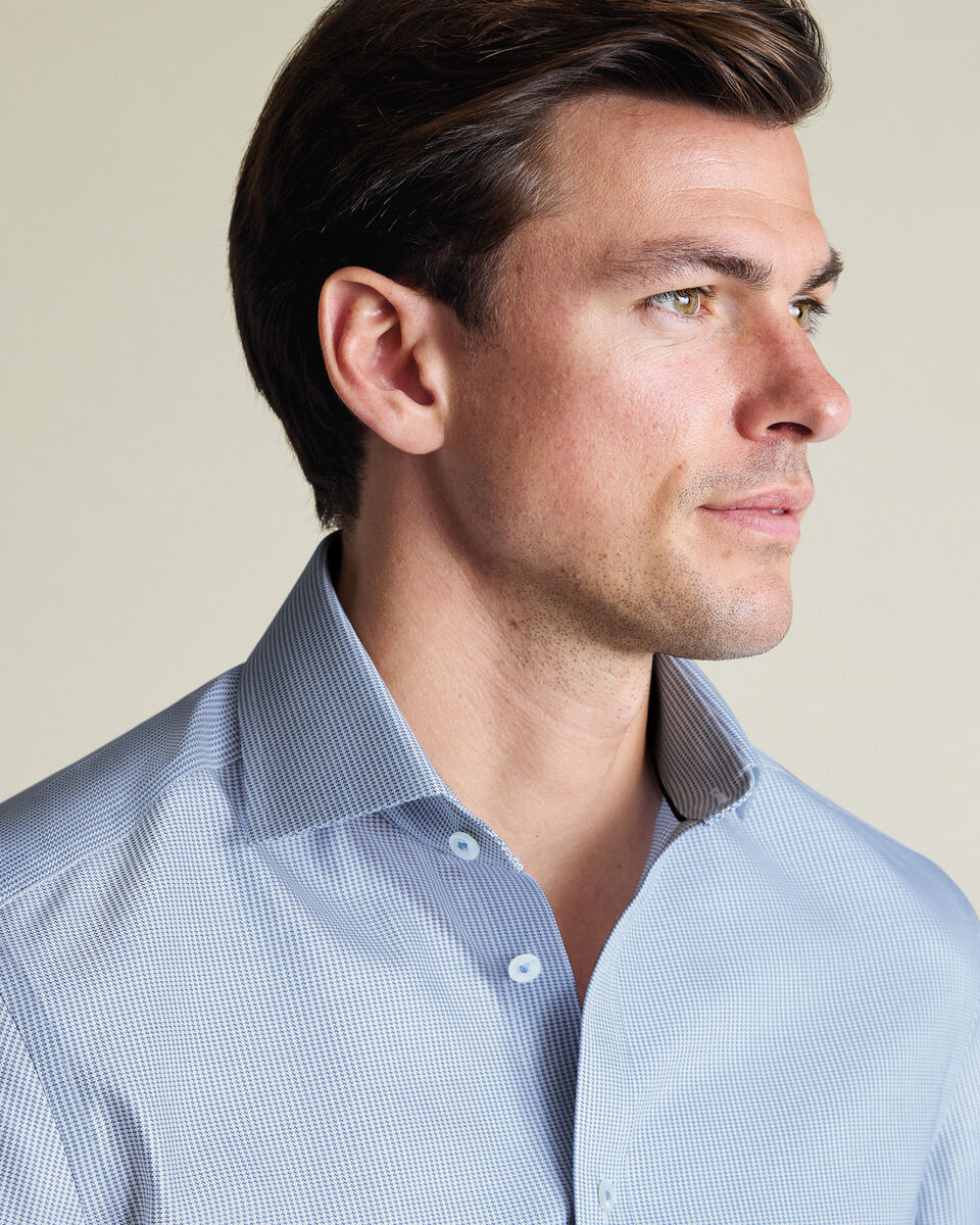 Non-Iron Stretch Greenwich Weave Shirt - Indigo Blue