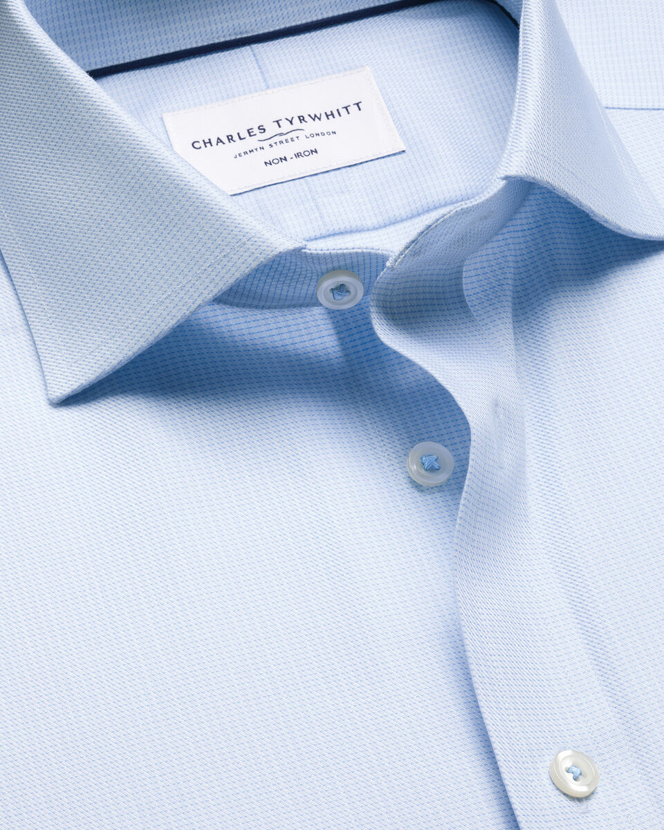Non-Iron Stretch Greenwich Weave Shirt – Light Blue