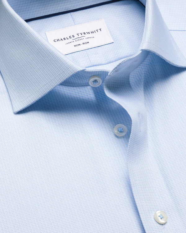 Non-Iron Stretch Greenwich Weave Shirt – Light Blue