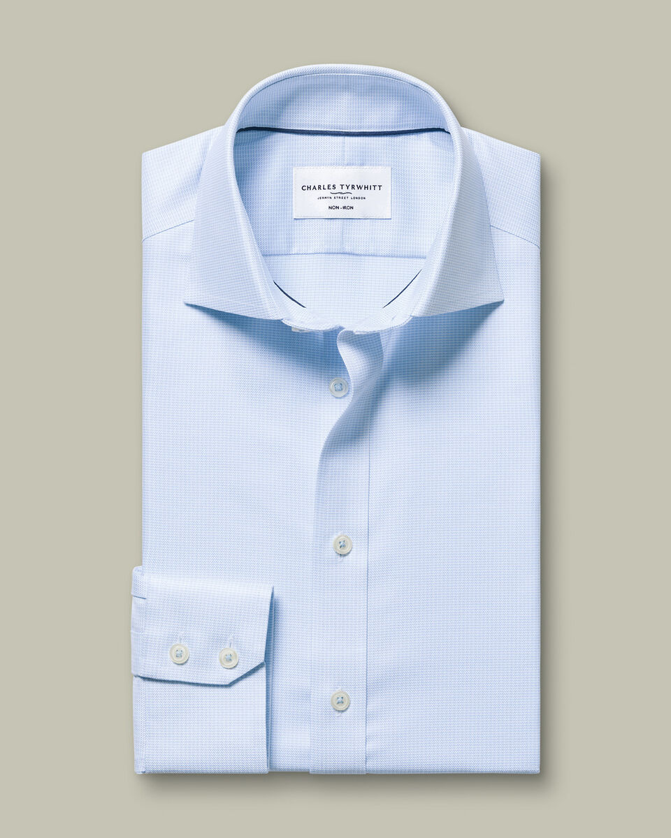 Non-Iron Stretch Greenwich Weave Shirt – Light Blue