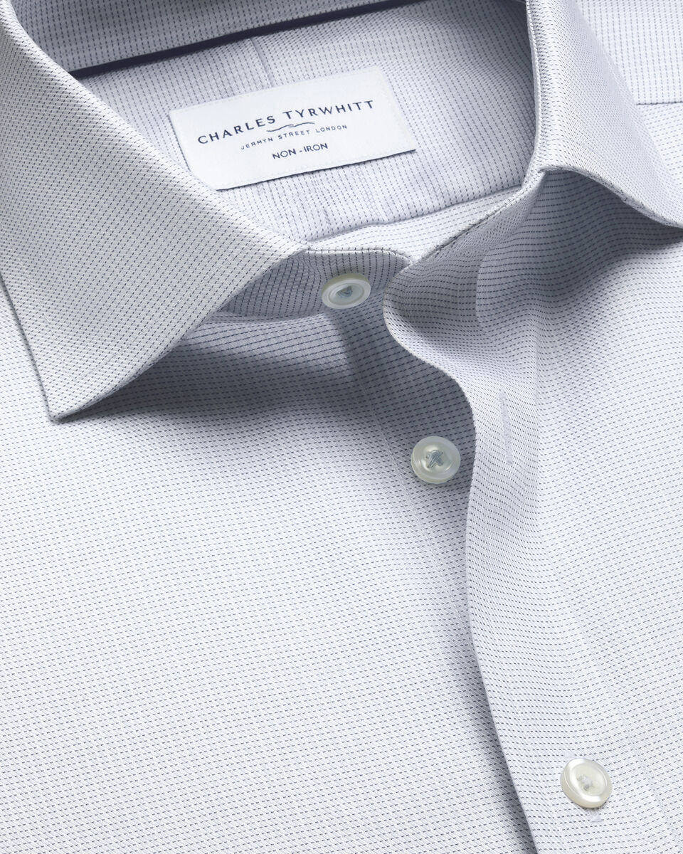 Non-Iron Stretch Greenwich Weave Shirt – Silver Gray
