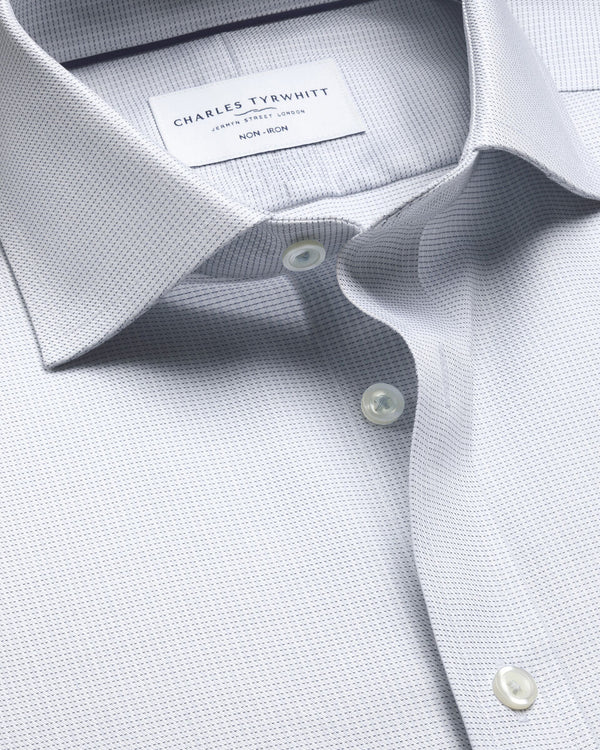 Non-Iron Stretch Greenwich Weave Shirt – Silver Gray