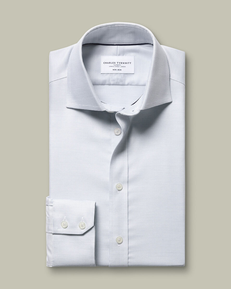 Non-Iron Stretch Greenwich Weave Shirt – Silver Gray