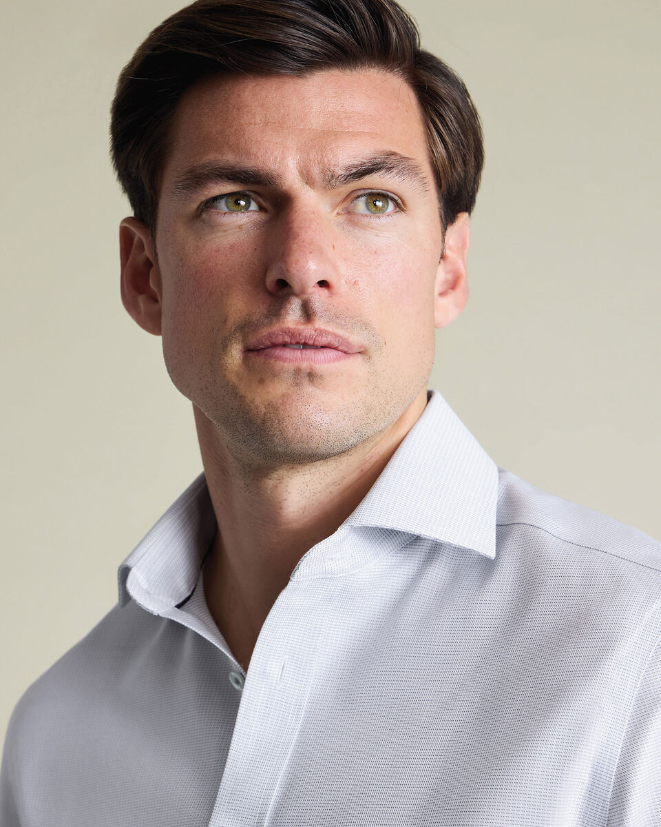 Non-Iron Stretch Greenwich Weave Shirt – Silver Gray