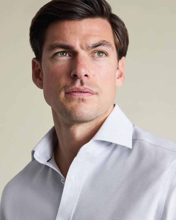 Non-Iron Stretch Greenwich Weave Shirt – Silver Gray