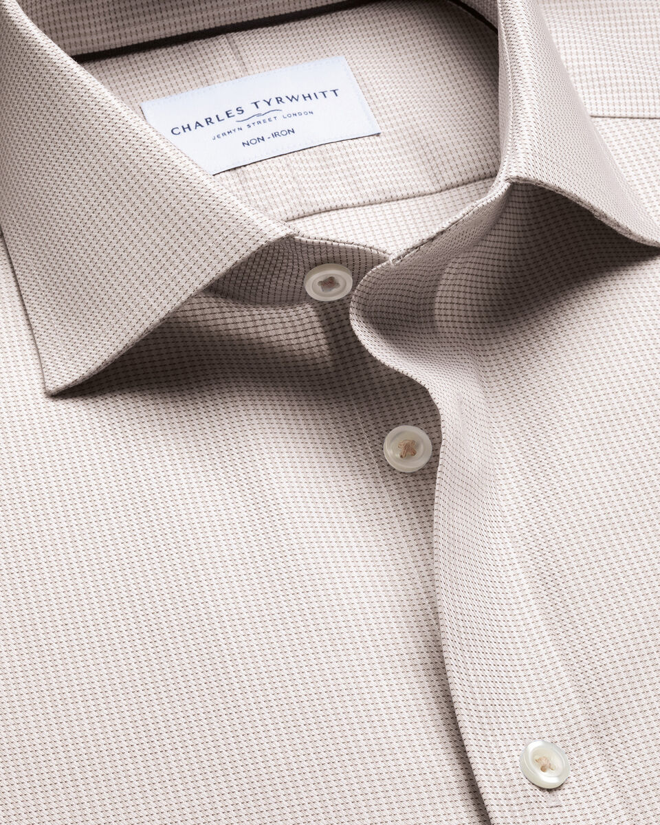 Non-Iron Stretch Greenwich Weave Shirt – Stone
