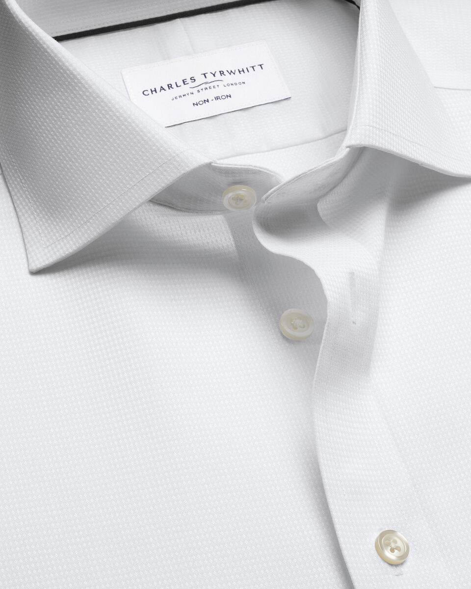 Non-Iron Stretch Greenwich Weave Shirt – White