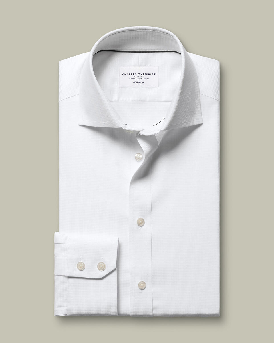 Non-Iron Stretch Greenwich Weave Shirt – White