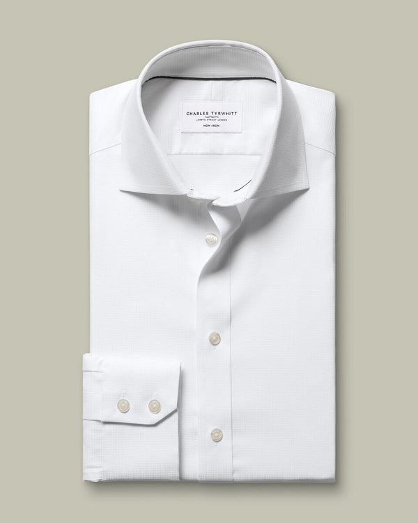 Non-Iron Stretch Greenwich Weave Shirt – White