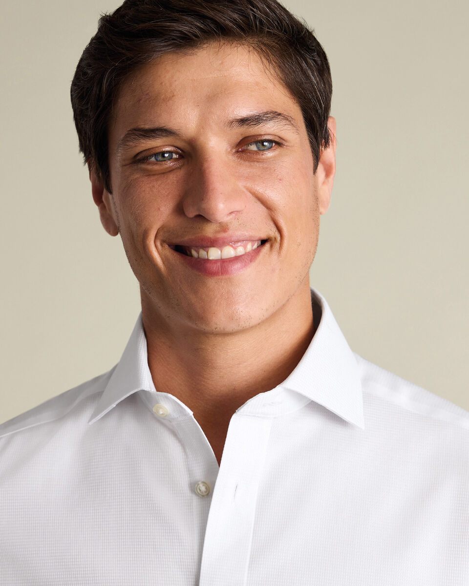 Non-Iron Stretch Greenwich Weave Shirt – White