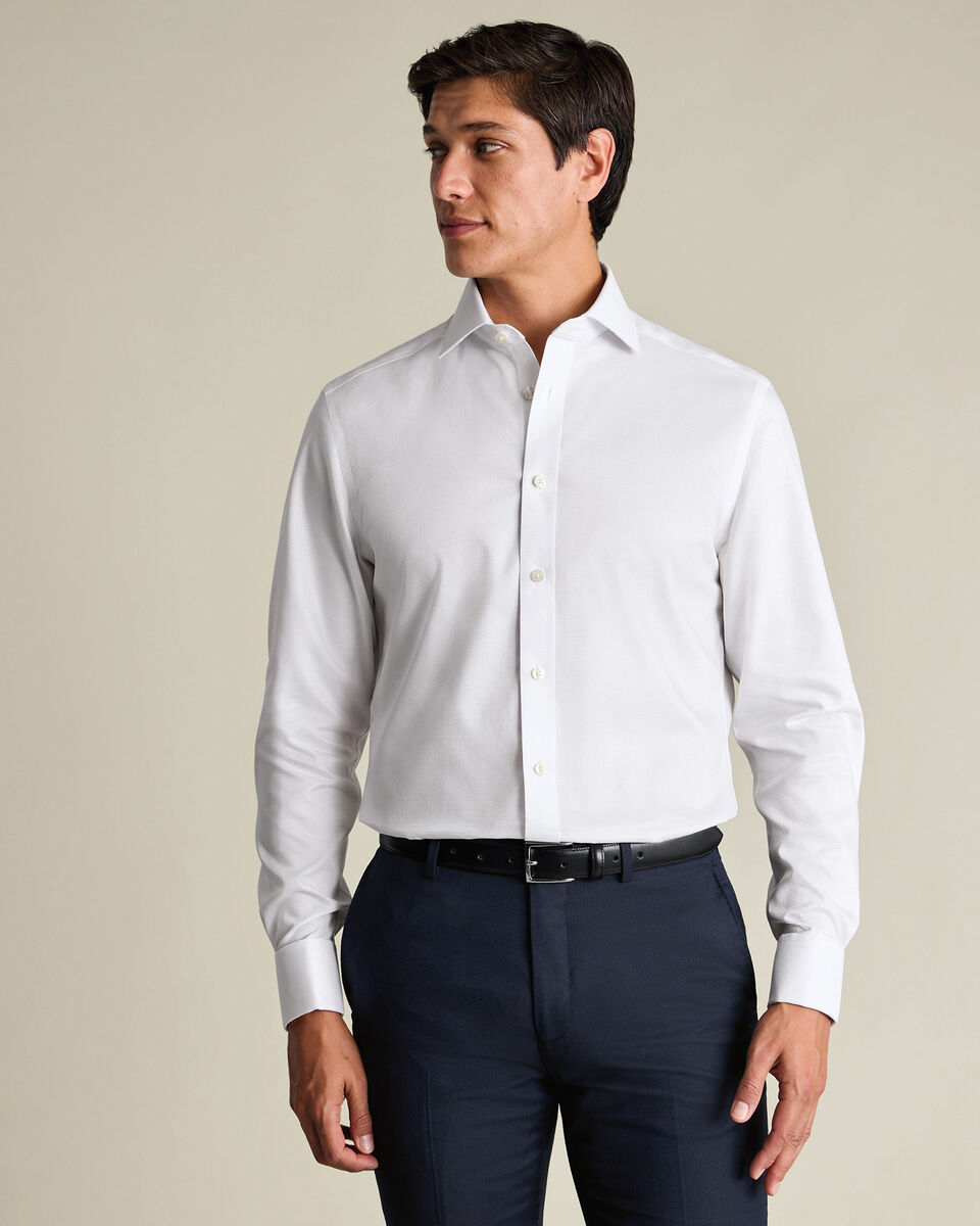 Non-Iron Stretch Greenwich Weave Shirt – White