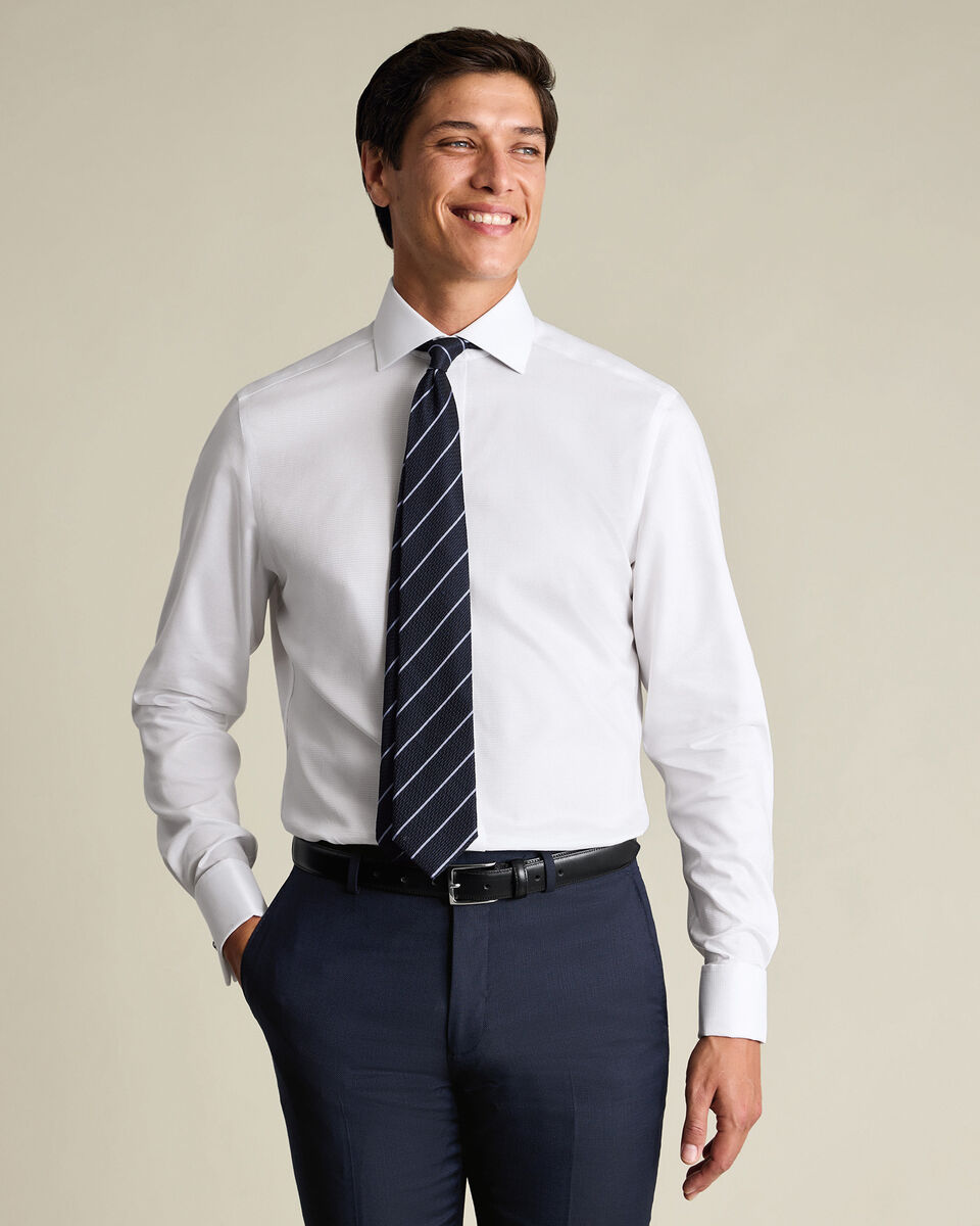 Non-Iron Stretch Greenwich Weave Shirt – White