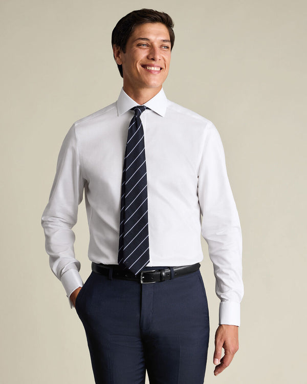 Non-Iron Stretch Greenwich Weave Shirt – White